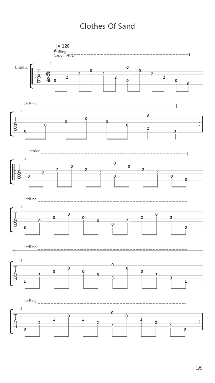 Clothes Of Sand吉他谱