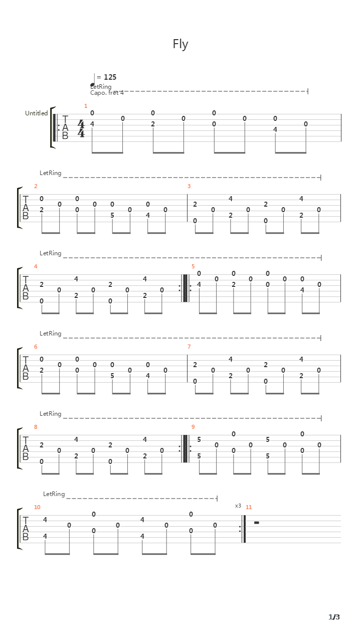 Fly吉他谱