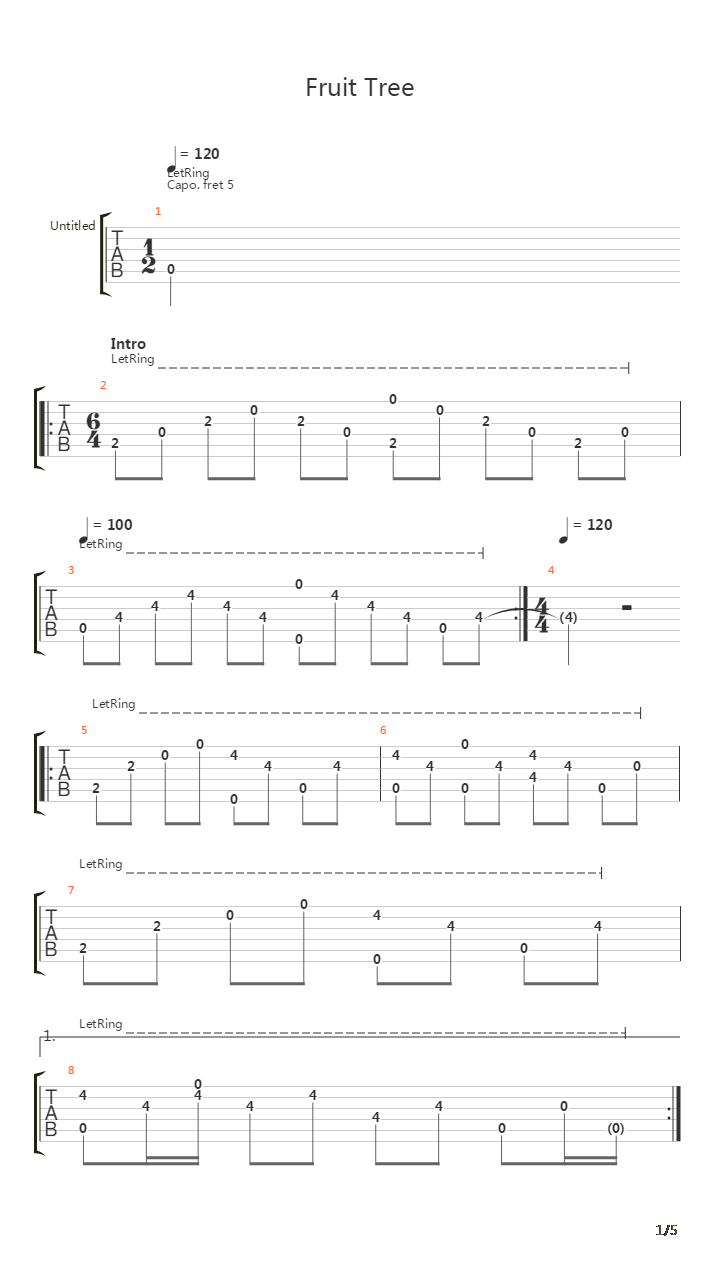Fruit Tree吉他谱