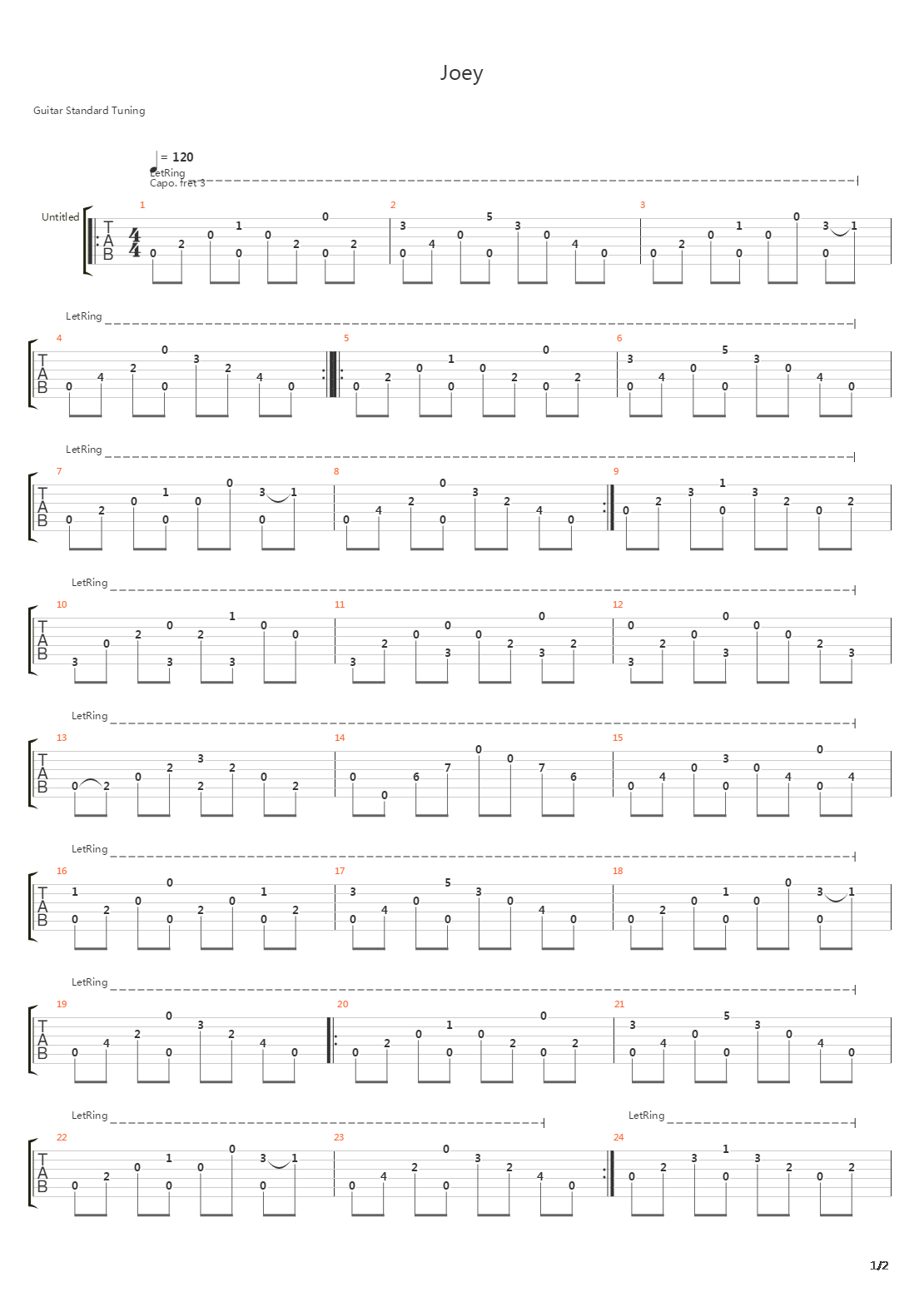 Joey吉他谱