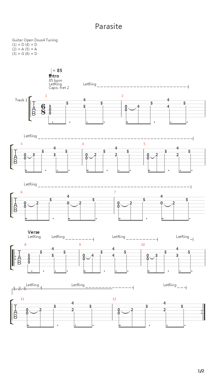 Parasite吉他谱