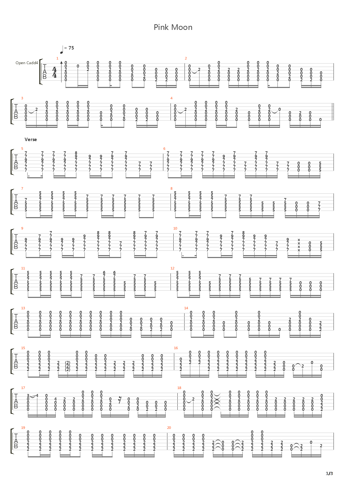 Pink Moon吉他谱