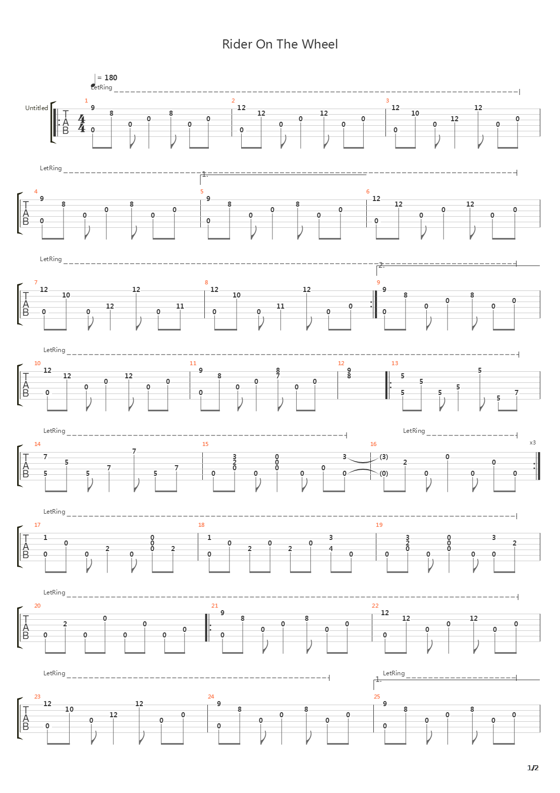 Rider On The Wheel吉他谱