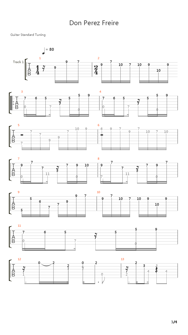 Don Perez Freire Tango吉他谱