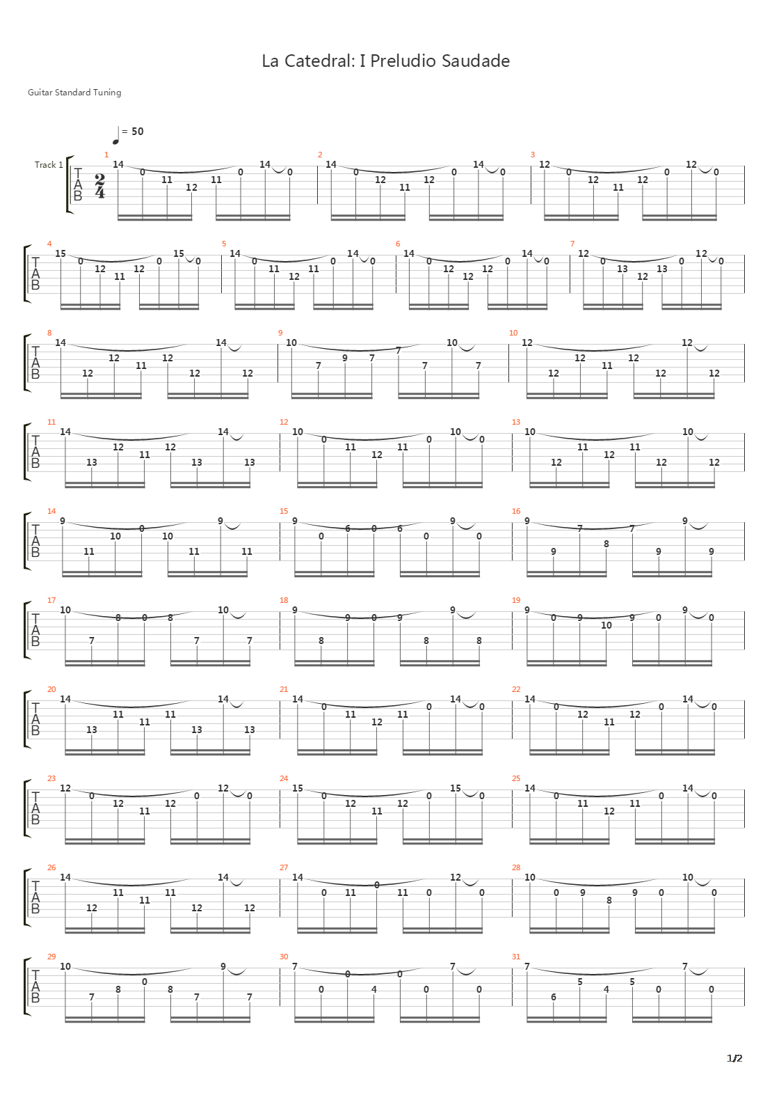 La Catedral I Preludio Saudade吉他谱