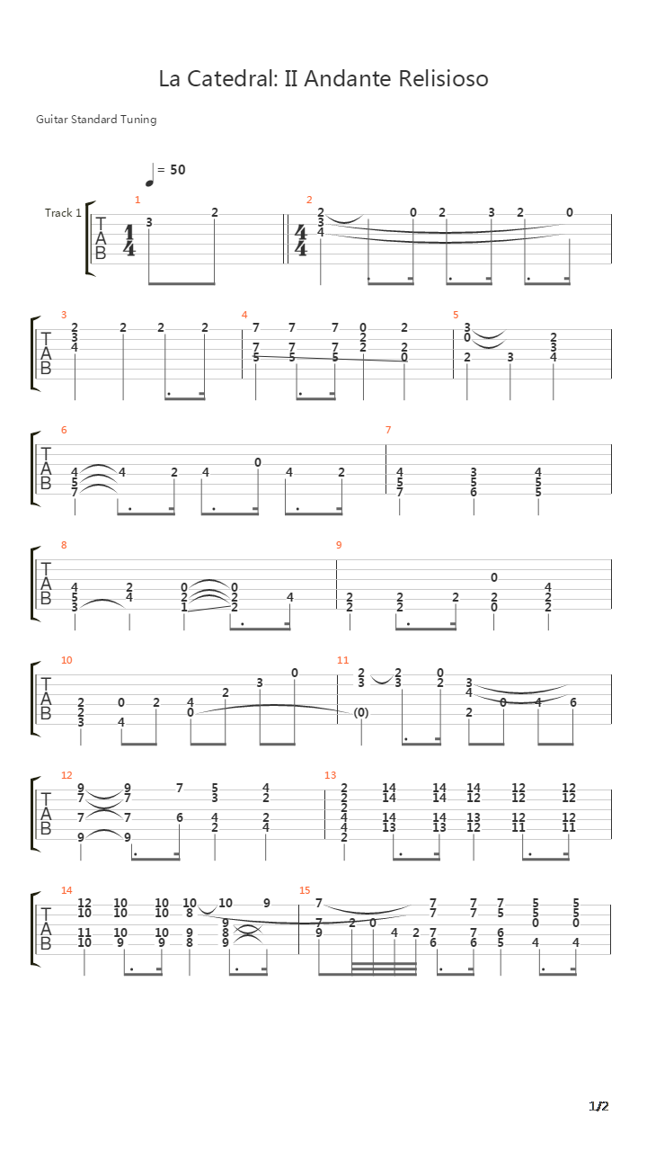 La Catedral Ii Andante Relisioso吉他谱