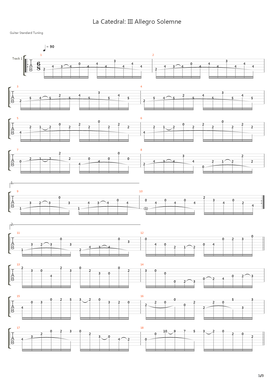 La Catedral Iii Allegro Solemne吉他谱