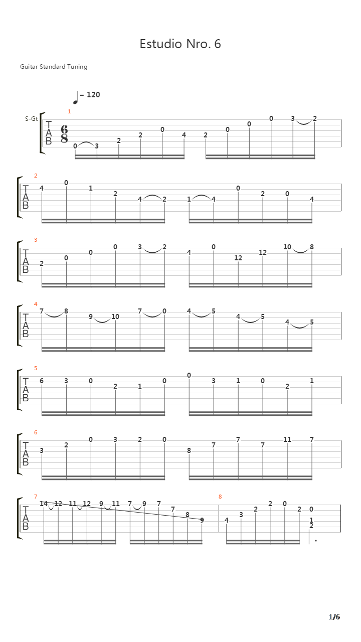 Study E Major吉他谱