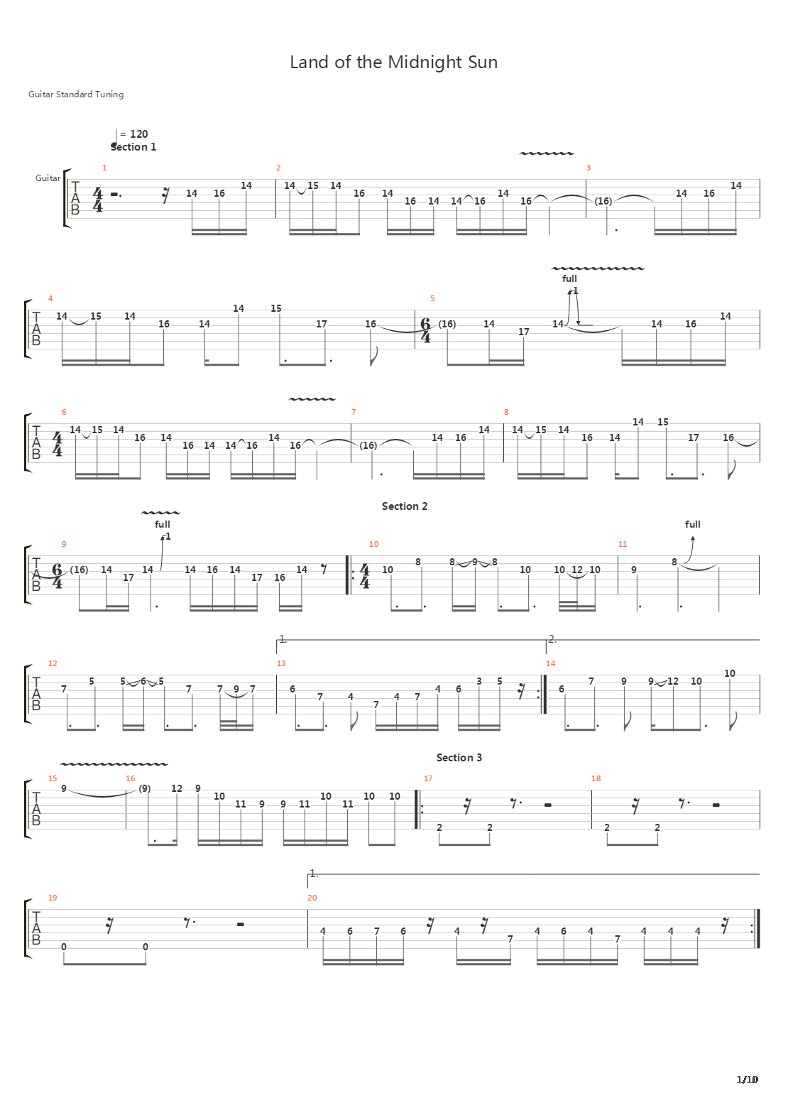 Land Of The Midnight Sun吉他谱