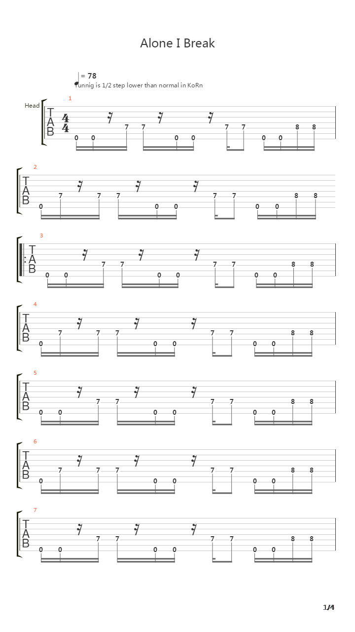 Alone I Break吉他谱