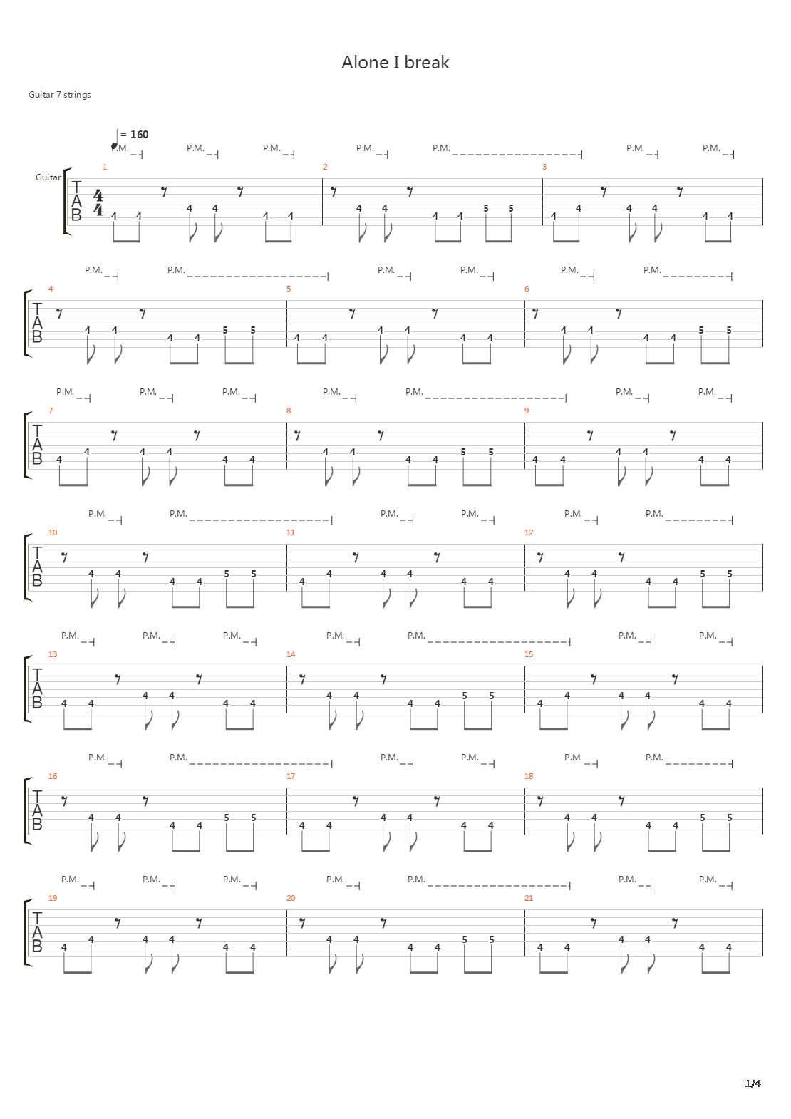 Alone I Break吉他谱