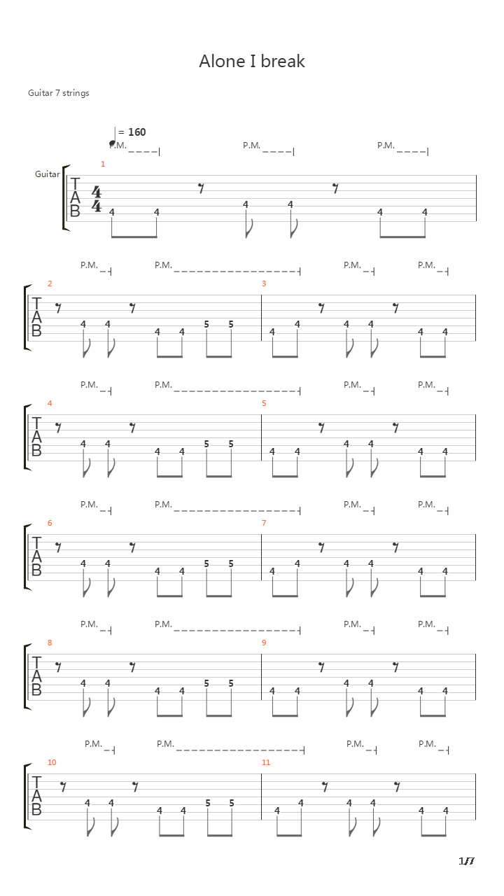Alone I Break吉他谱