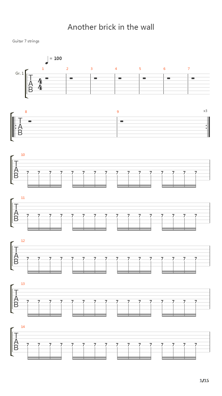 Another Brick In The Wall吉他谱
