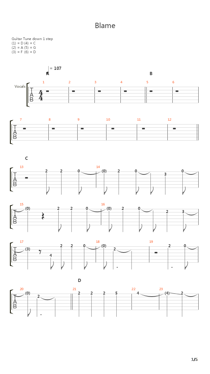 Blame吉他谱