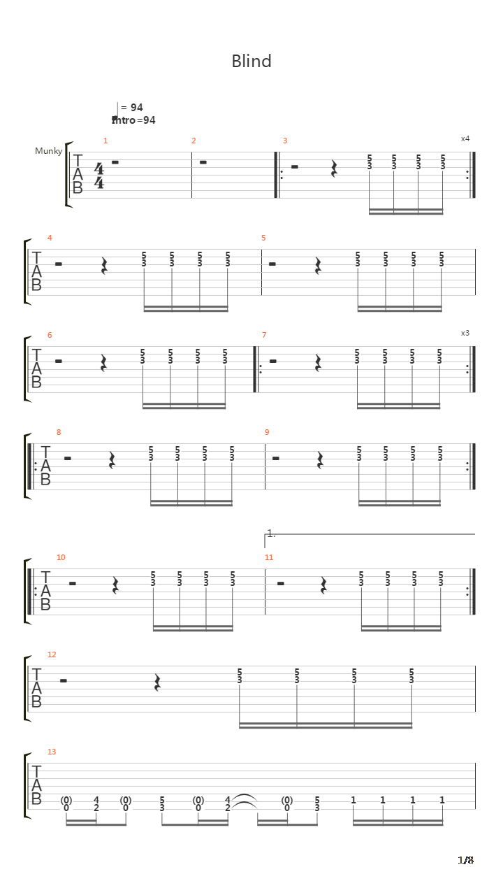 Blind吉他谱