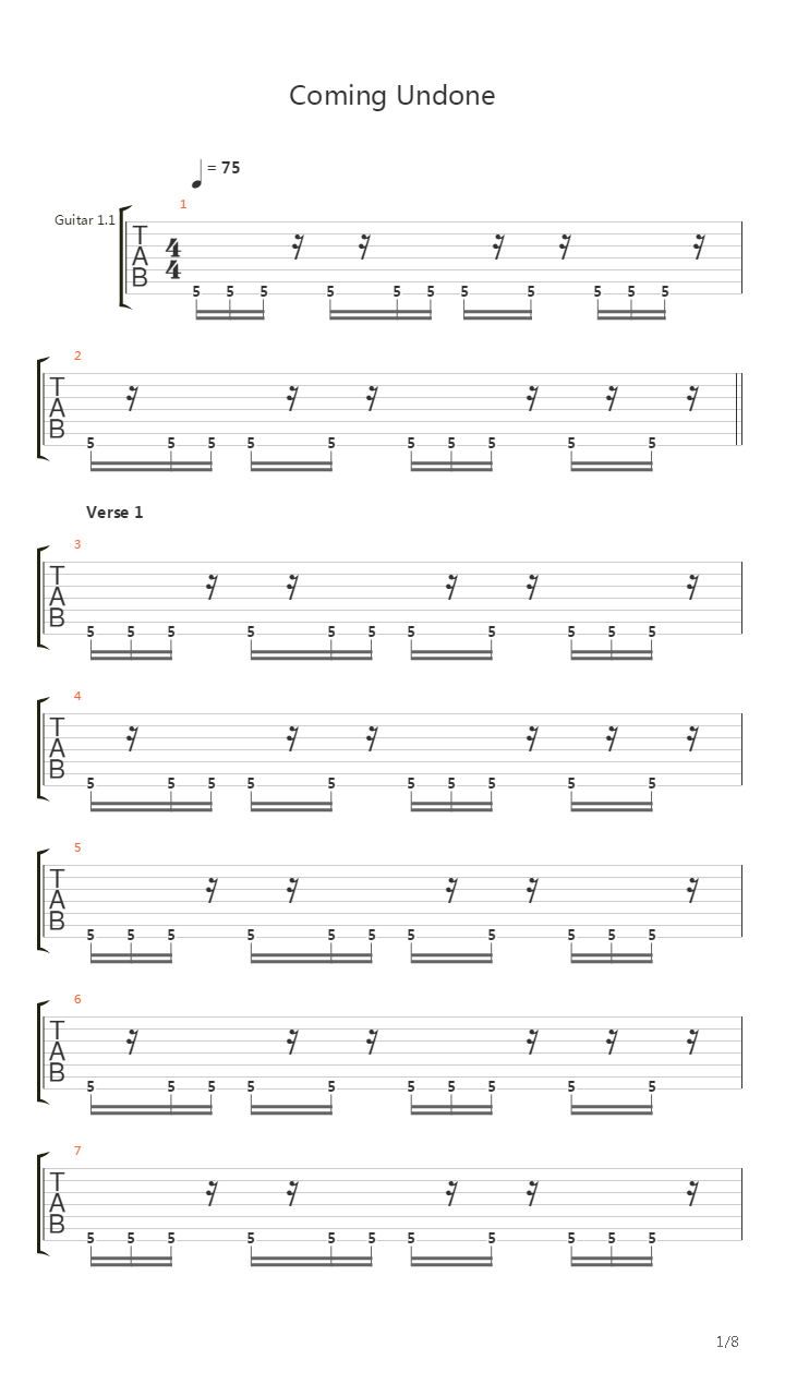 Coming Undone吉他谱
