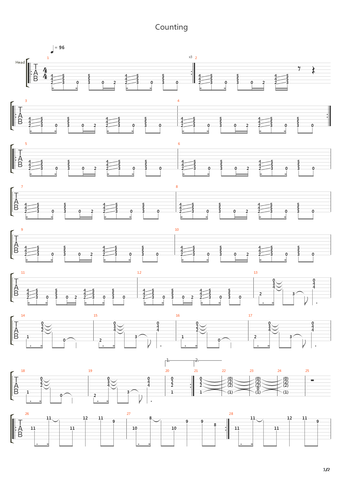 Counting吉他谱