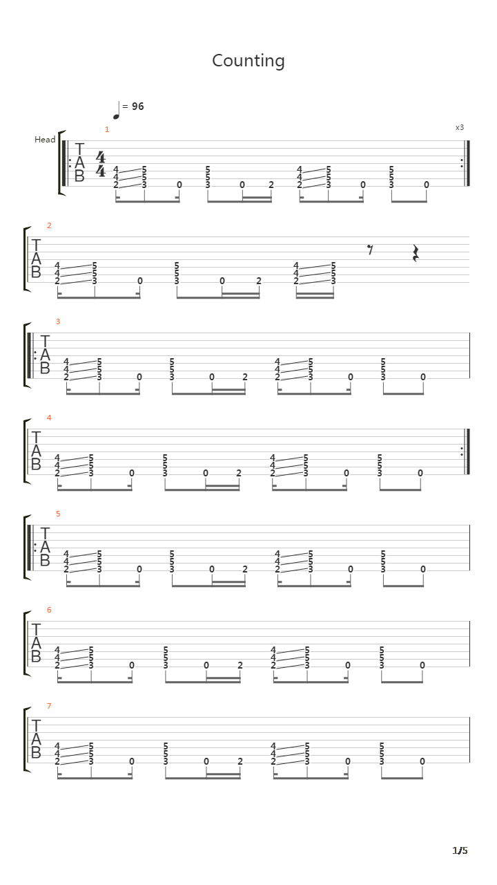 Counting吉他谱