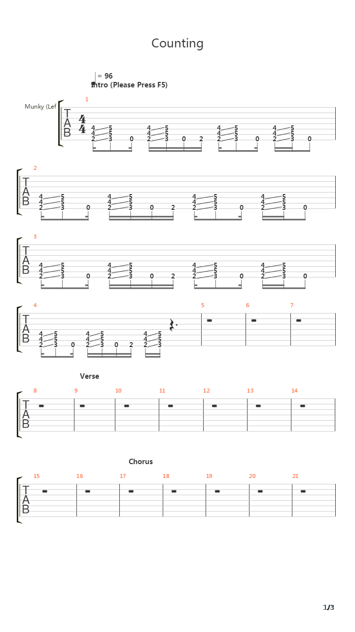 Counting吉他谱