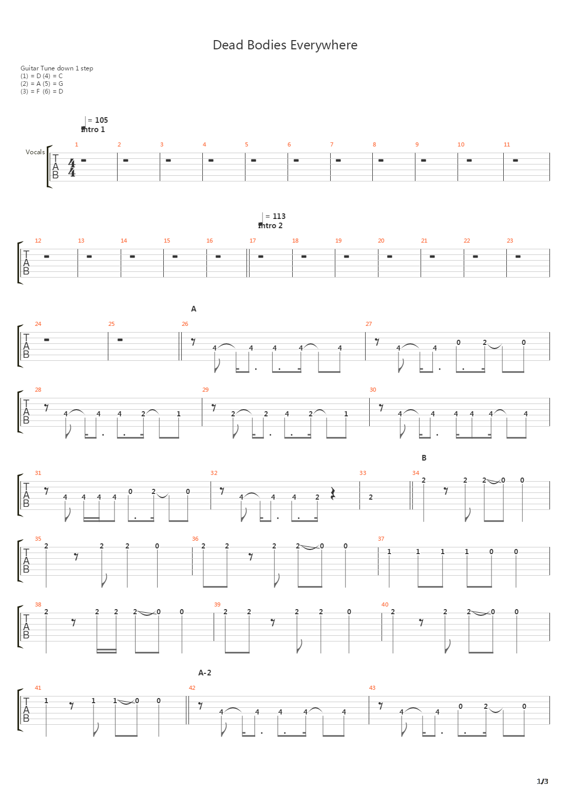 Dead Bodies Everywhere吉他谱
