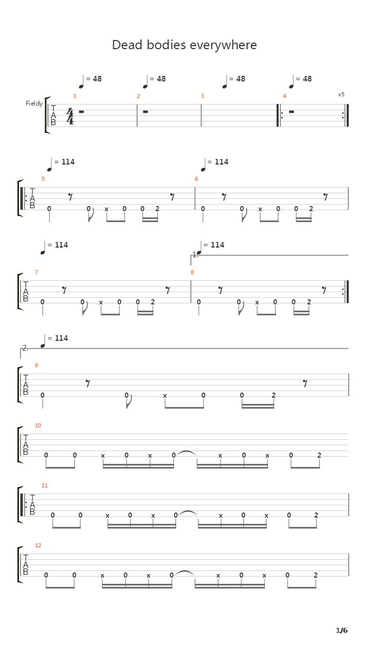 Dead Bodies Everywhere吉他谱