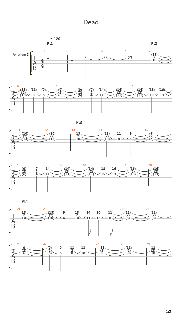Dead吉他谱