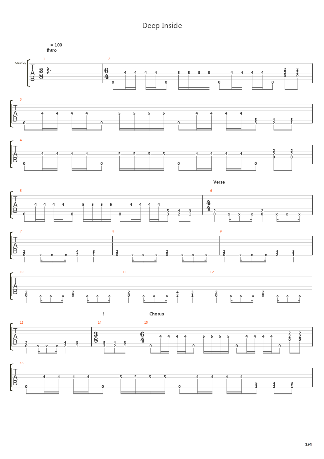 Deep Inside吉他谱