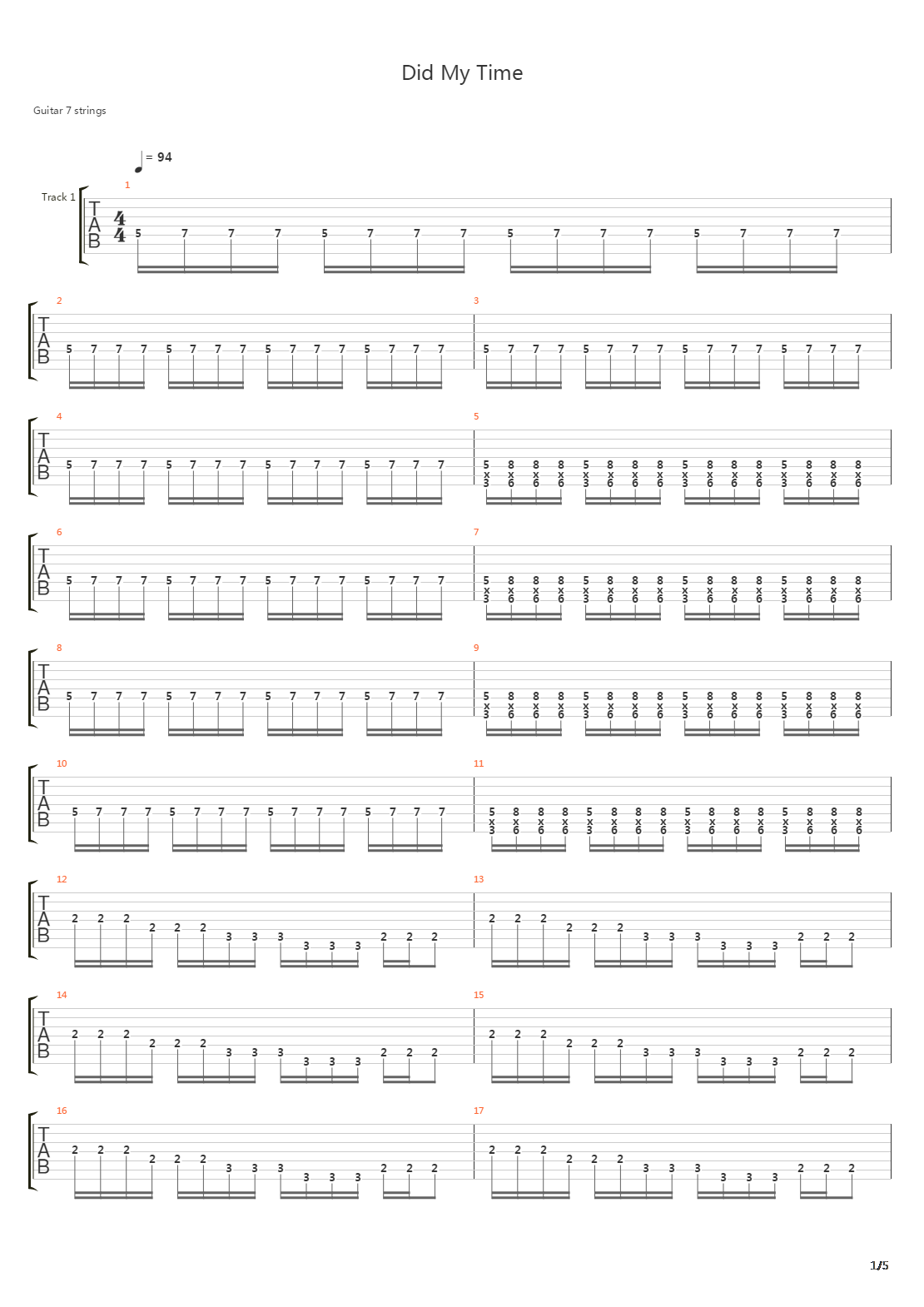 Did My Time吉他谱