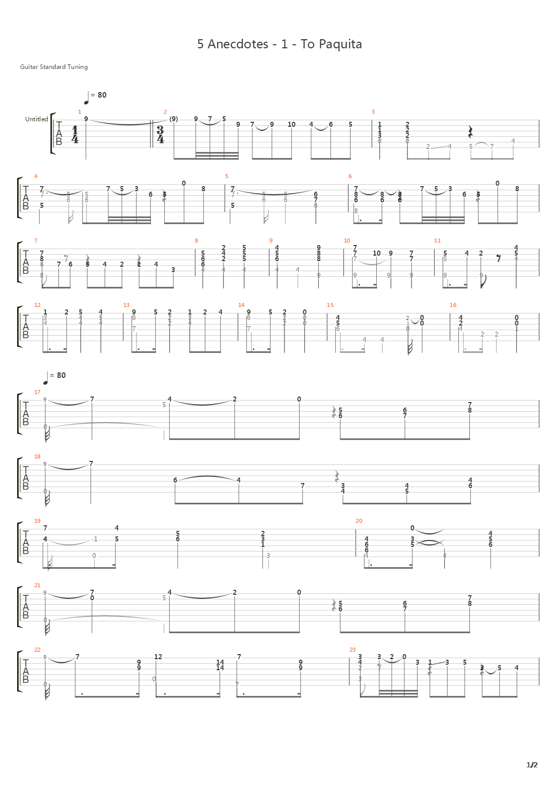 5 Anecdotes - 1 - To Paquita吉他谱