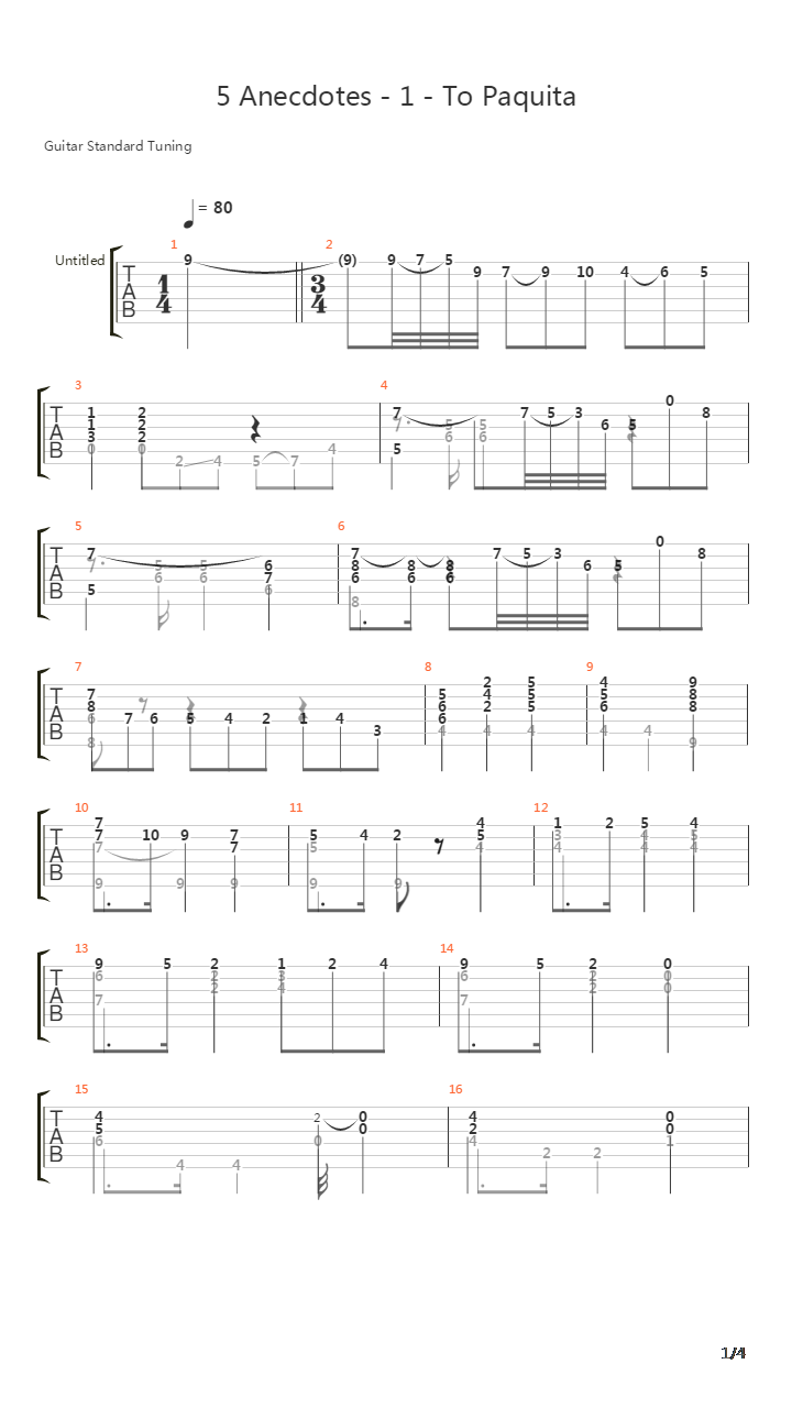 5 Anecdotes - 1 - To Paquita吉他谱