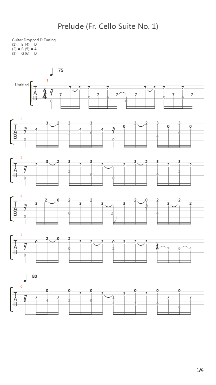 Prelude Fr Cello Suite No 1吉他谱