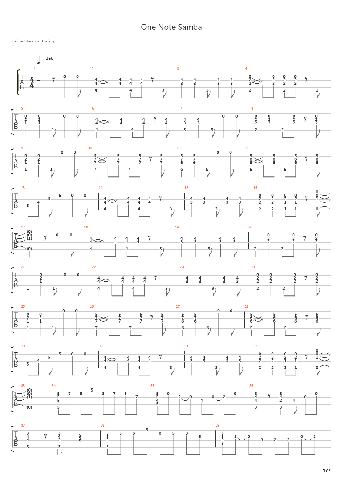 One Note Samba吉他谱