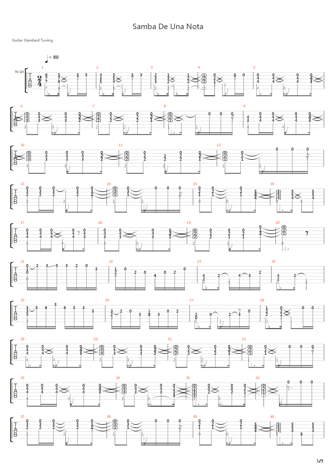One Note Samba-samba De Una Nota吉他谱