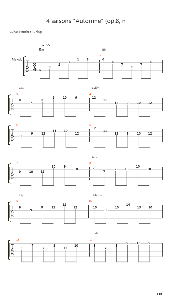 4 Saisons Automne Op8 N3吉他谱