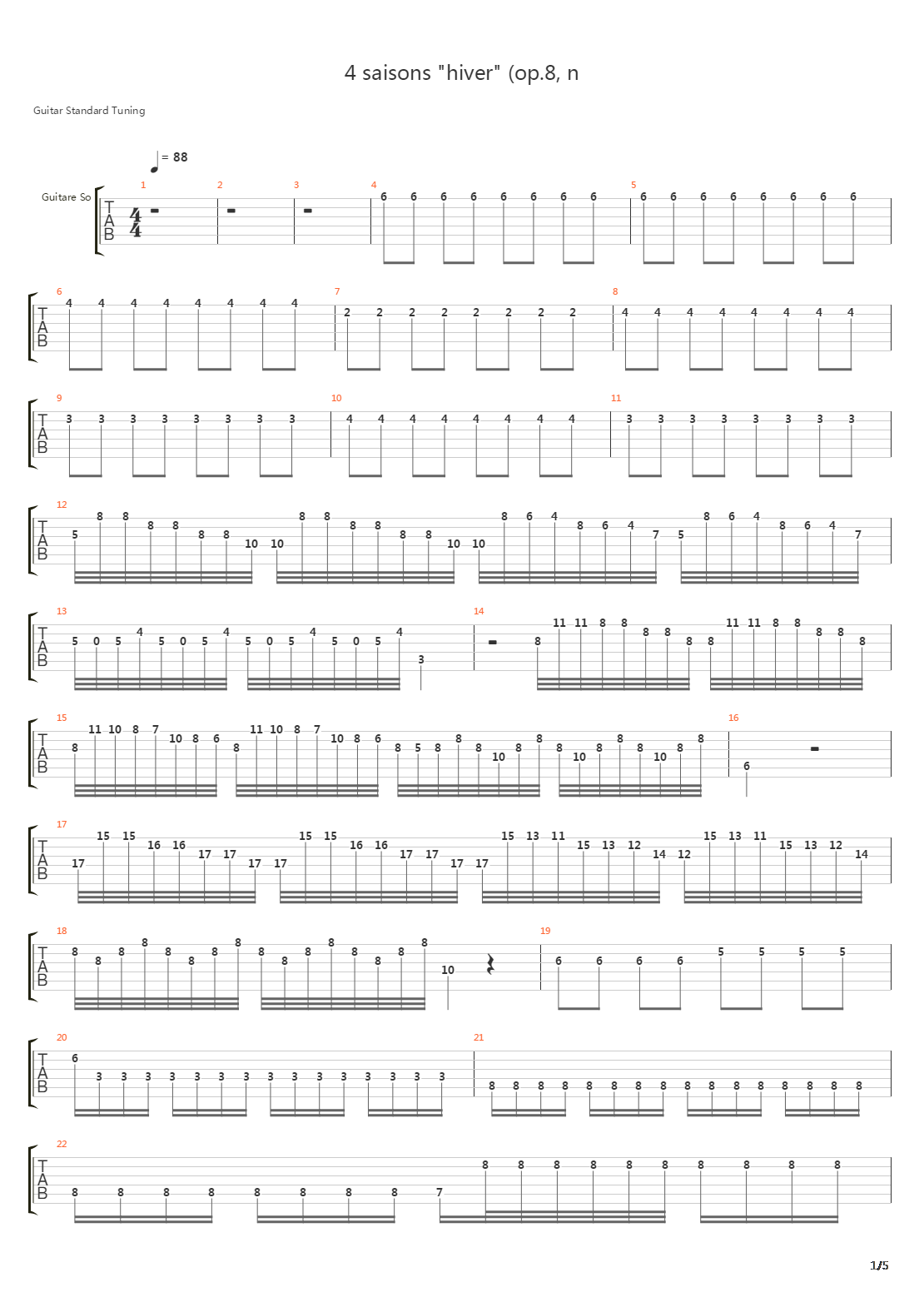 4 Saisons Hiver Op8 N4吉他谱