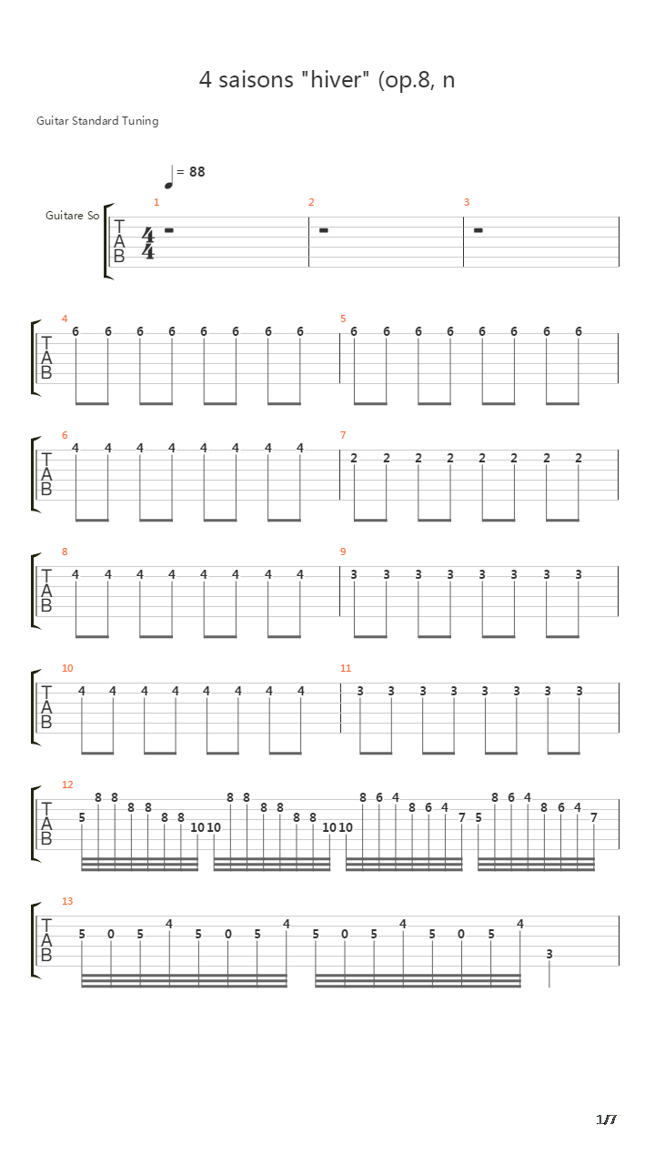 4 Saisons Hiver Op8 N4吉他谱