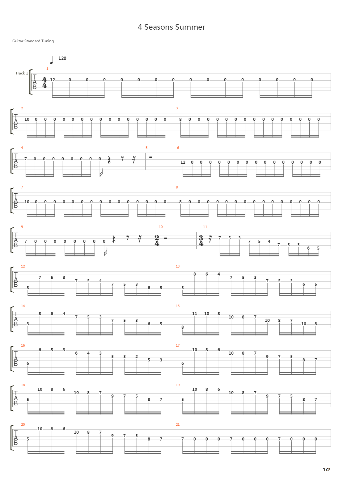 4 Seasons Summer吉他谱