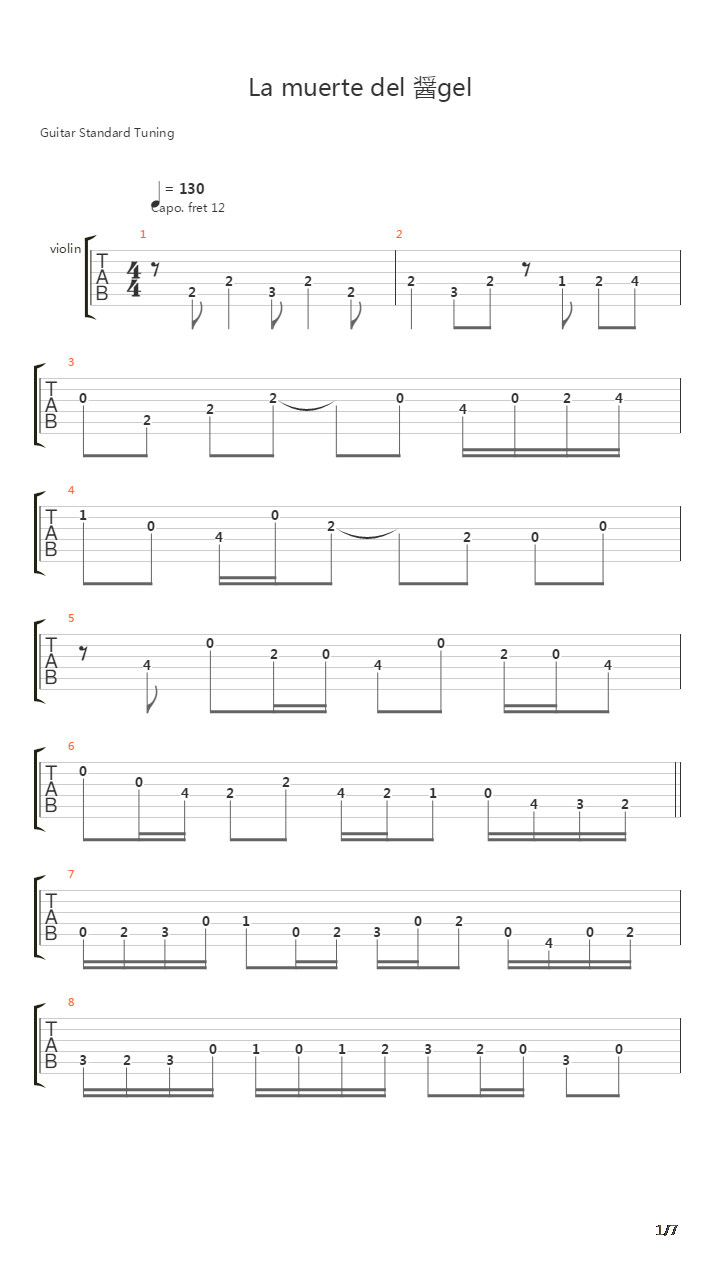 La Muerte Del Angel吉他谱