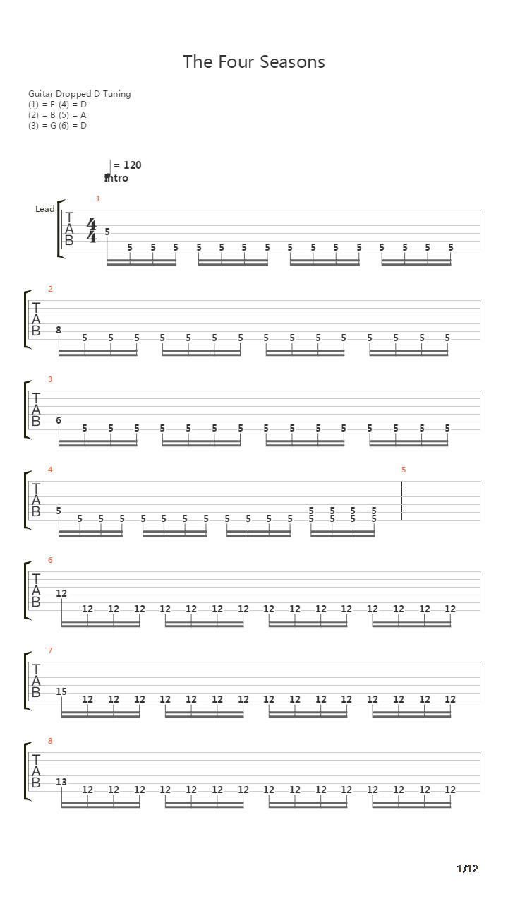 The Four Seasons Summer吉他谱