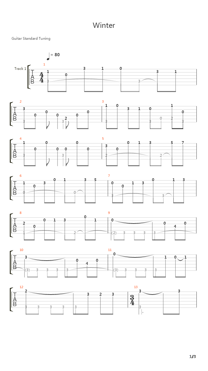 Winter吉他谱