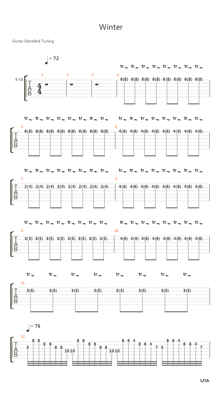 Winter吉他谱