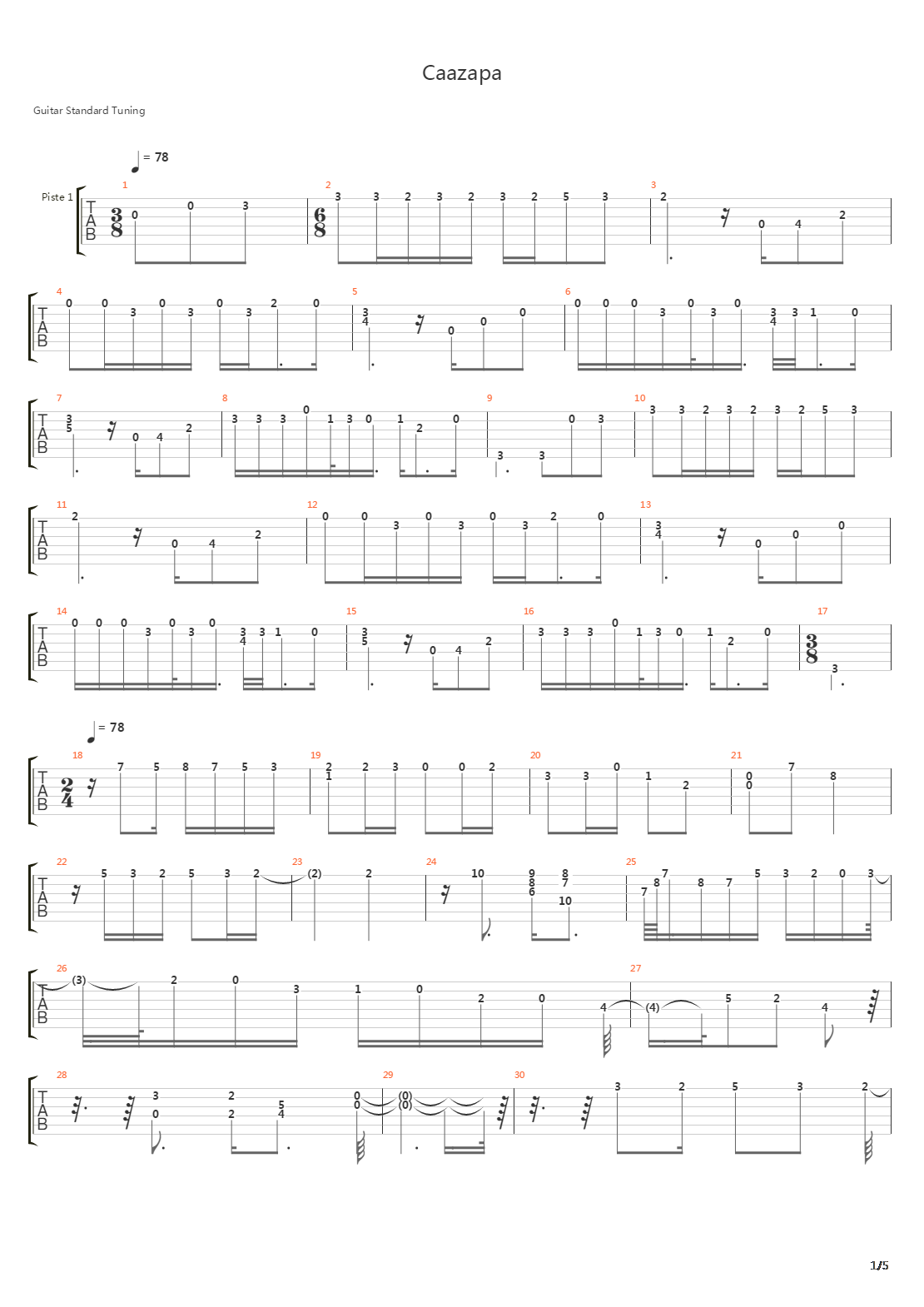 Caazapa吉他谱