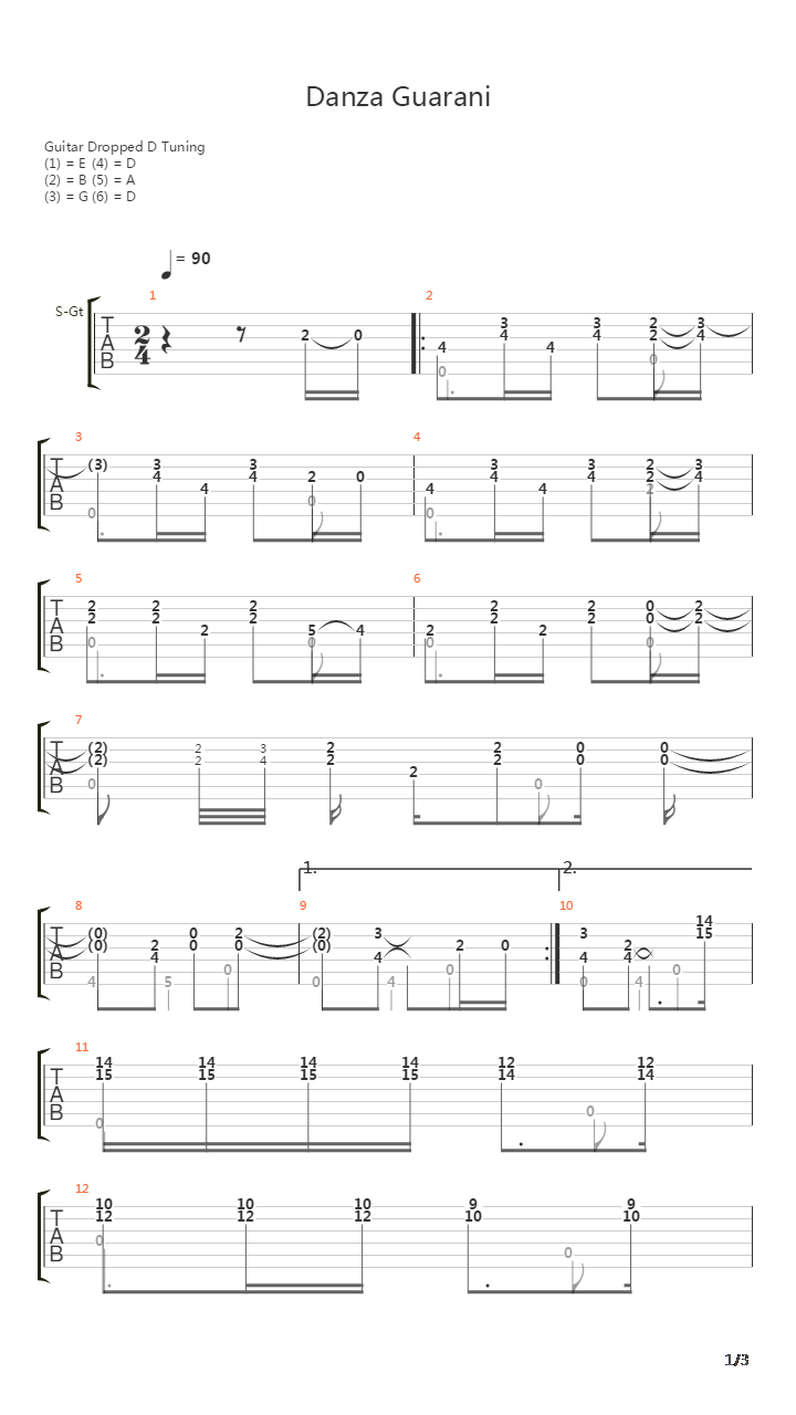 Danza Guarani吉他谱
