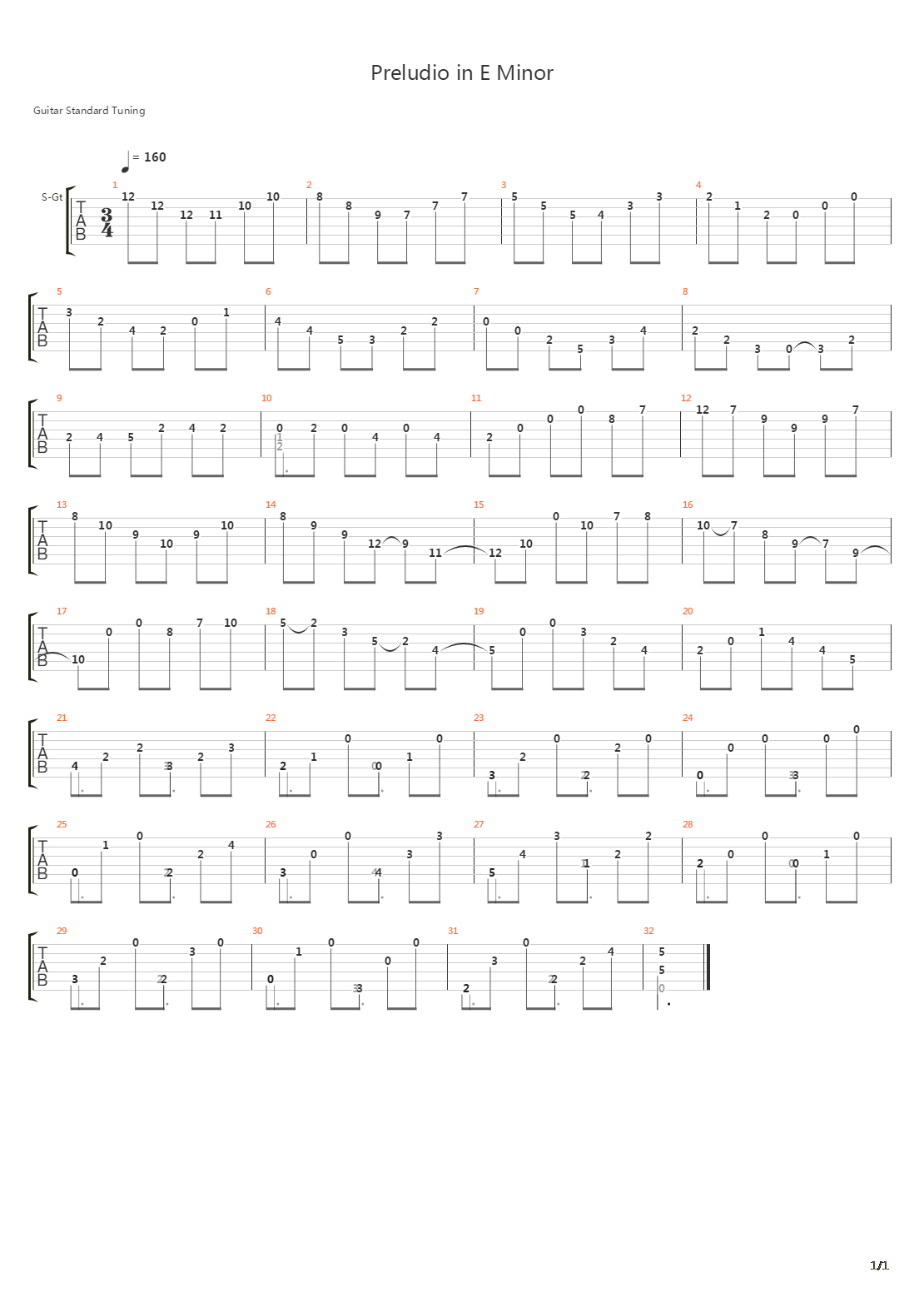 Preludio In Em吉他谱