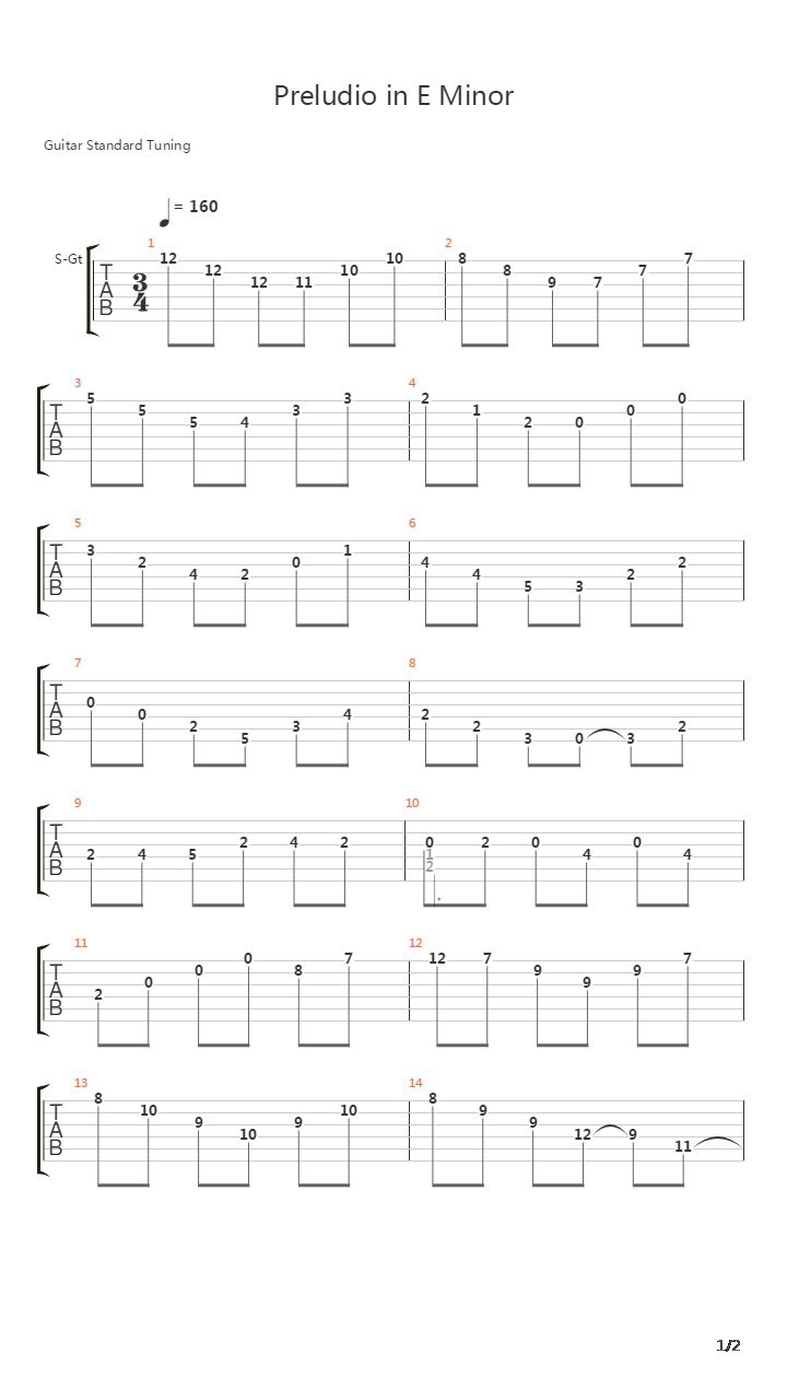 Preludio In Em吉他谱