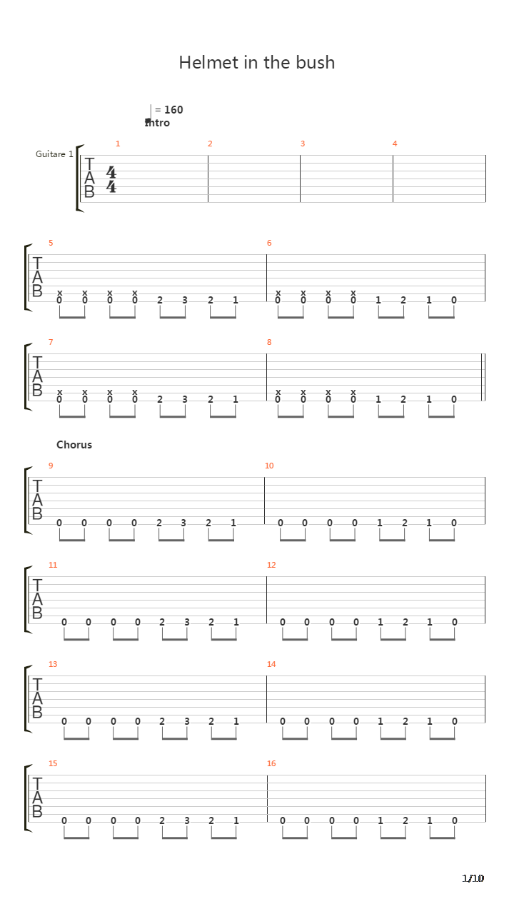 Helmet In The Bush吉他谱