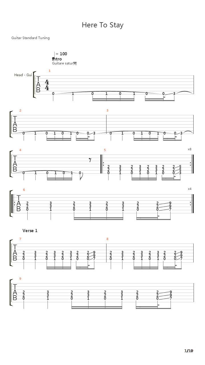 Here To Stay吉他谱