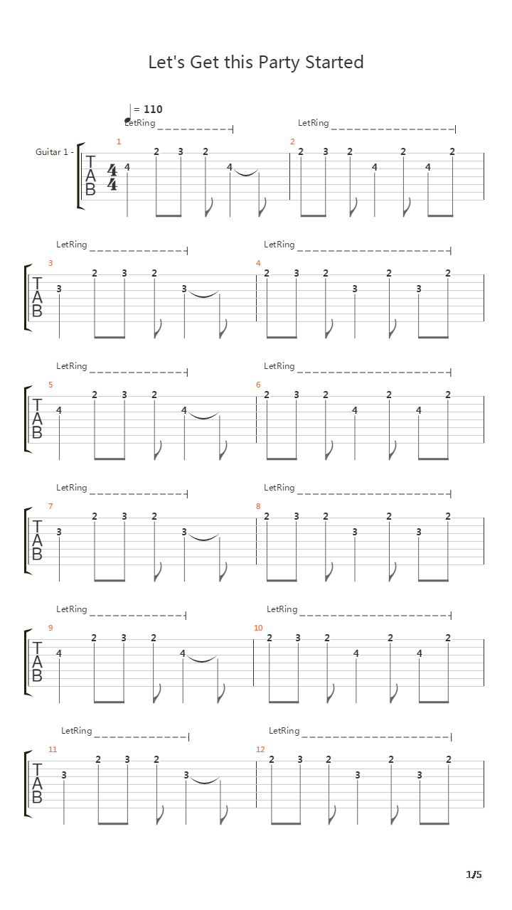 Korn - Lets Get This Party Started吉他谱