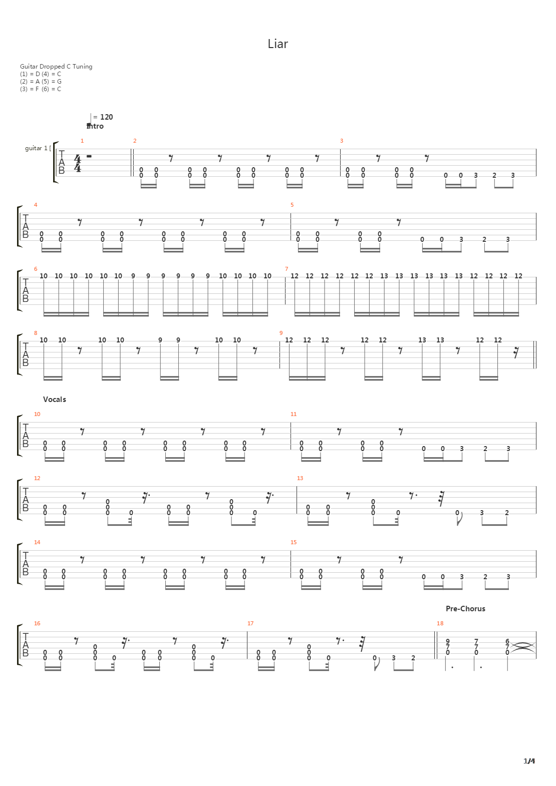 Liar吉他谱