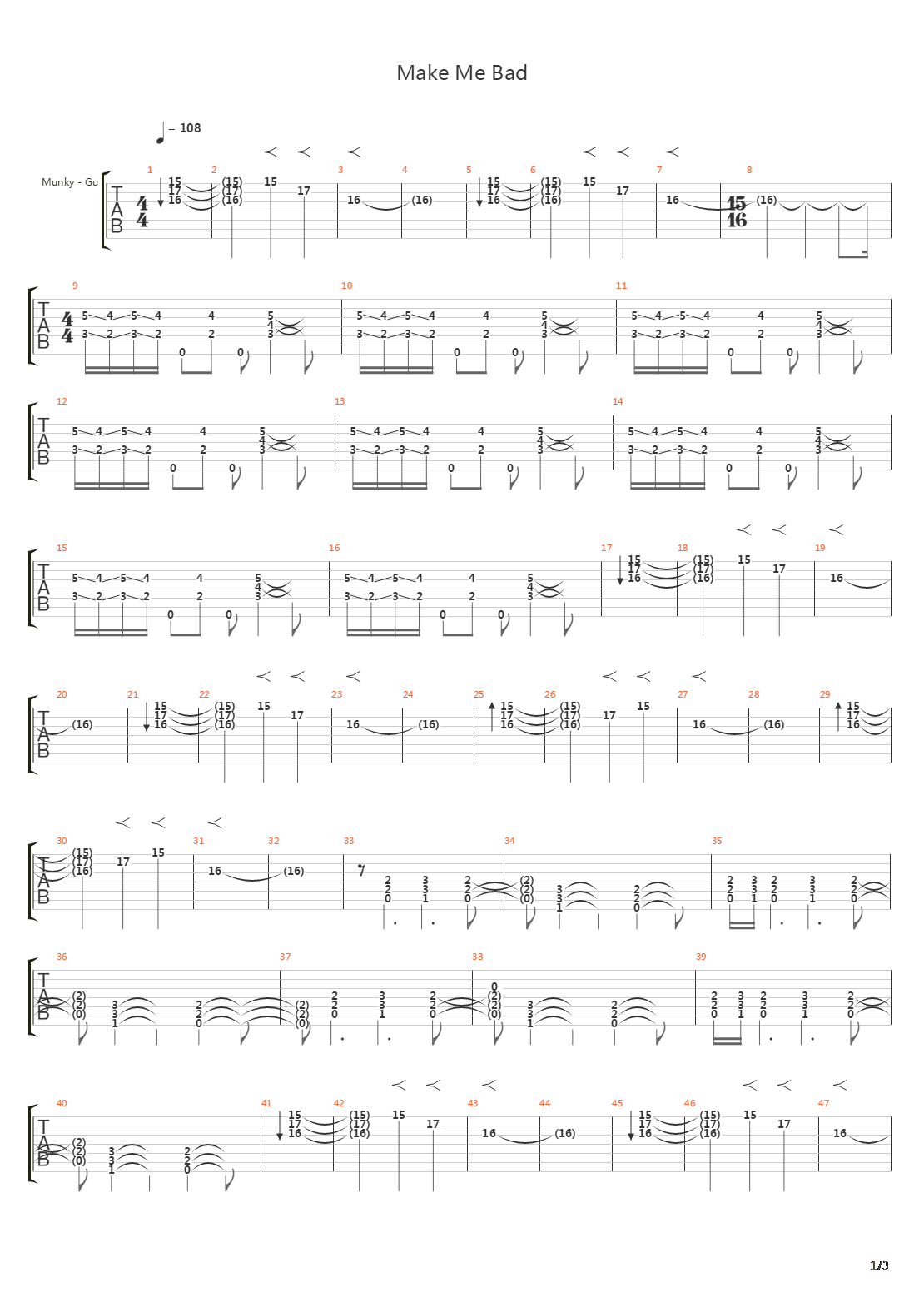Make Me Bad吉他谱